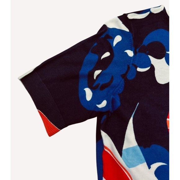 Talbots Petites MP Sailboat Print Sweater Short Sleeve Knit Cotton/Nylon Blend N - Picture 5 of 7